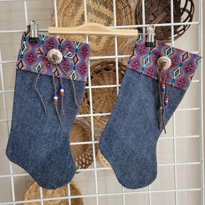 Southwestern Western Denim Christmas Stockings